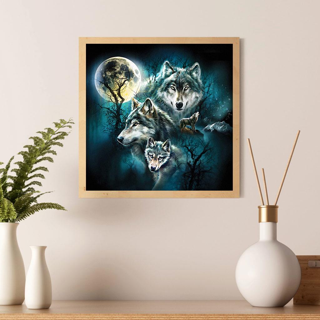 5D алмазная живопись, вышивка крестиком, три волка, Алмазная вышивка, полный комплект, Алмазная мозаика, зимний пейзаж, художник, украшение дома