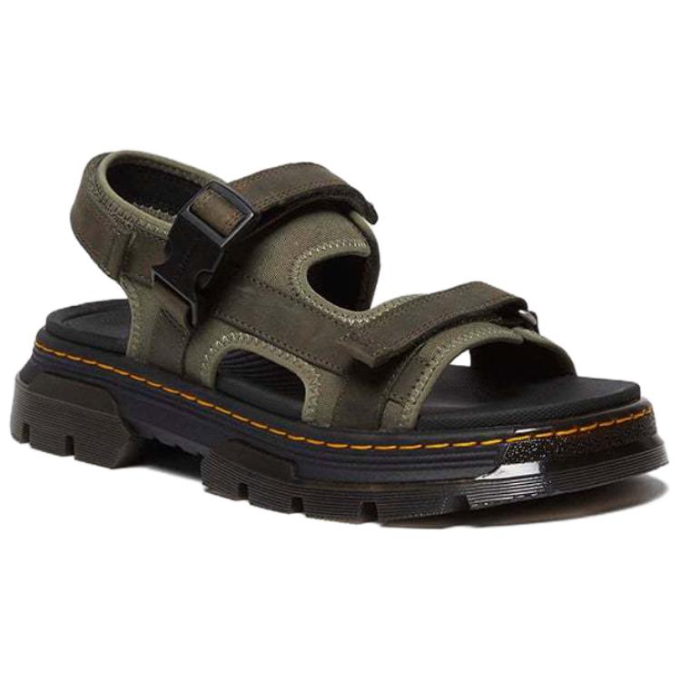 Доктор. Сандалии Martens Forster II Кожаные Модные Трендовые Пляжные Сандалии Унисекс Оливково-Зеленые 40669300