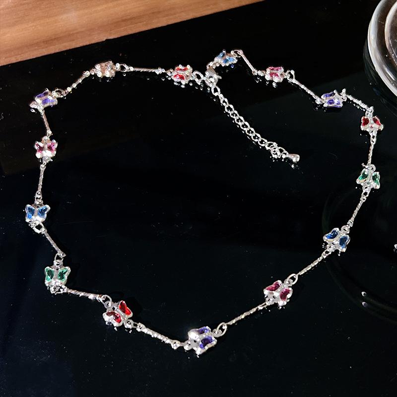 Красочная бабочка с кубическим цирконом, кулон, ожерелье, температура, роскошные женщины и девушки, циркониевая цепочка на ключицу, романтические ювелирные изделия, аксессуары, подарки