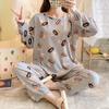 Cartoon Cute Patterned Long Sleeved Pajamas Set Female Spring Sleepwear Comfortable Cotton Round Neck Pajamas