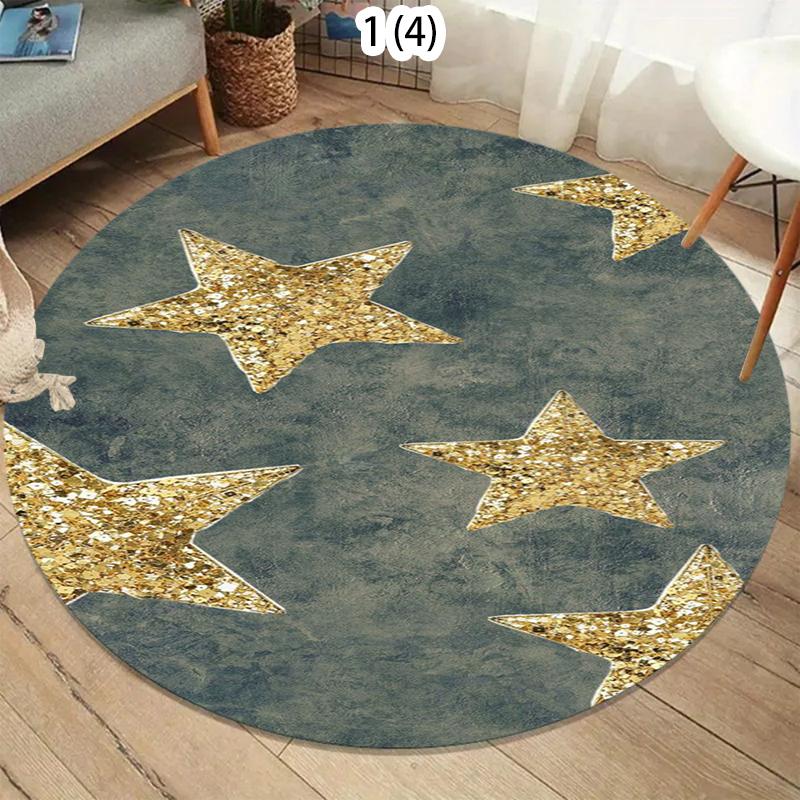 Vintage Star Carpet Mat Rug Home Decoration Living Room Floor Rug Silver Gold Sparkle Pattern Retro Style Indoor Area Rug