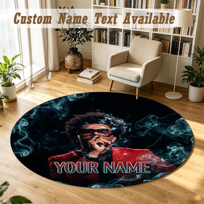 Round Rug Custom NameThe Weeknd Pattern Non Slip Carpet Home Floor Decor