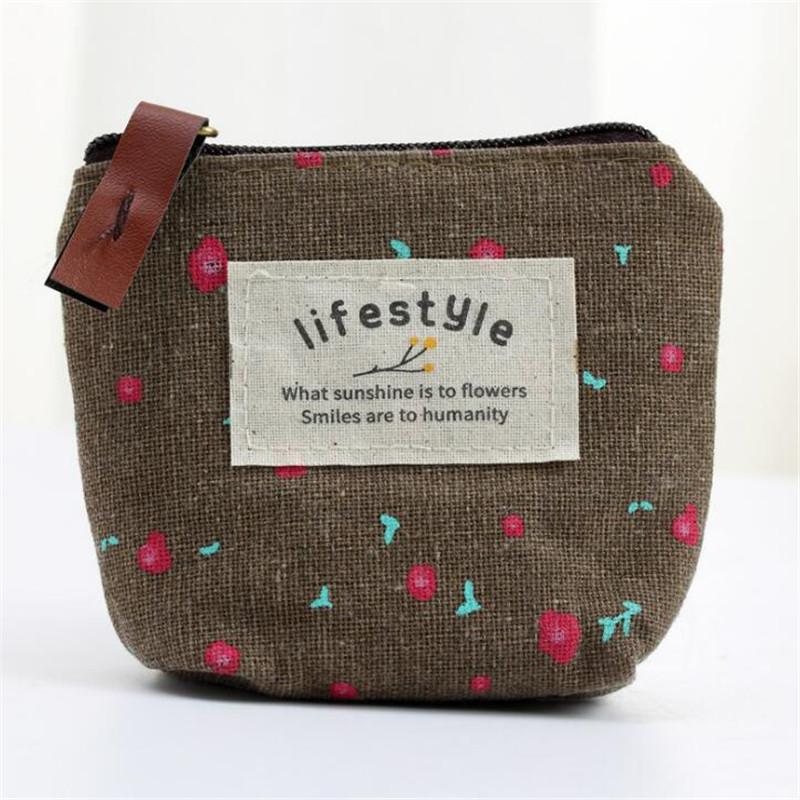 Модные кошельки для монет с цветочным узором, маленький свежий холщовый кошелек для монет, женский кошелек для монет для девочек, наушники, ключ для монет, сумка для хранения денег, сумка на молнии