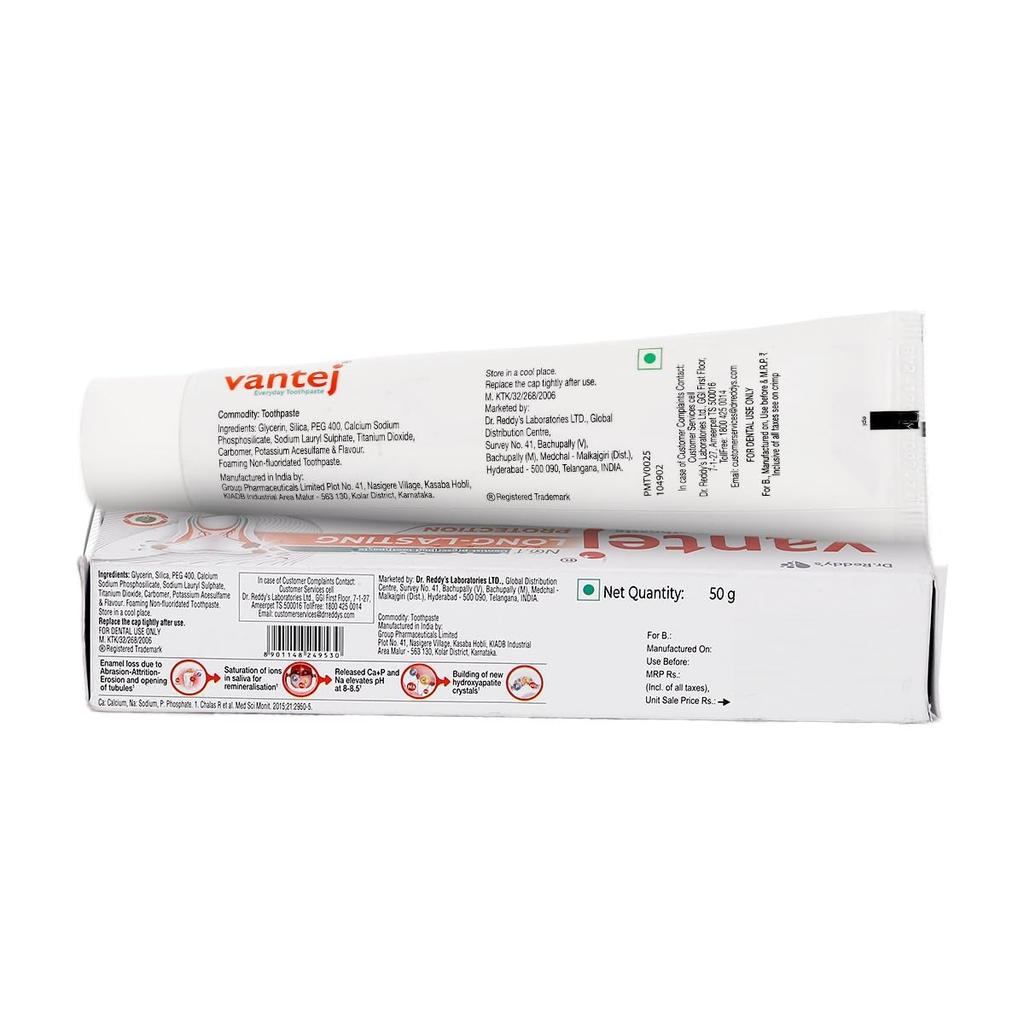 Vantej Toothpaste 50g Pack of 1 Non-Fluoridated Sensitive Teeth Mint Paste for Brighter Smile