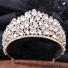 DIEZI New Baroque Korean Gold Color Crown Hair Accessories Luxury Crystal Tiara For Women Wedding Headdress Bridal Hair Zircon