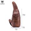 BULLCAPTAIN Leather Messenger Bags Men's Casual Bag for Men Chest Bag Brand Designer Multi-function Headphone Jack Chest Pack