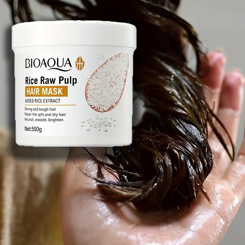 500г Маска для волос из рисовых отрубей - Глубоко питательная для сухих, секущихся кончиков и вьющихся волос, Смягчающий и разглаживающий эффект, Натуральное средство для ухода за волосами