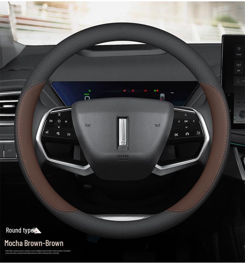 Ultra-Thin Genuine Leather Steering Wheel Cover for Wey Gaoshan Lanshan Mocha VV7 VV5 - All-Season, Universal Fit