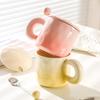 Высококачественная градиентная керамическая чашка, нишевый дизайн, кружка с крышкой и ложкой для девушек, кофейная чашка, чашка для питья воды для пары