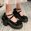 Fashion Women's Shoes 2024 Fashion Round Toe Women's Pumps Autumn Mary Jane Buckle Solid Dress Platform Chunky Heels Shallow Shoes