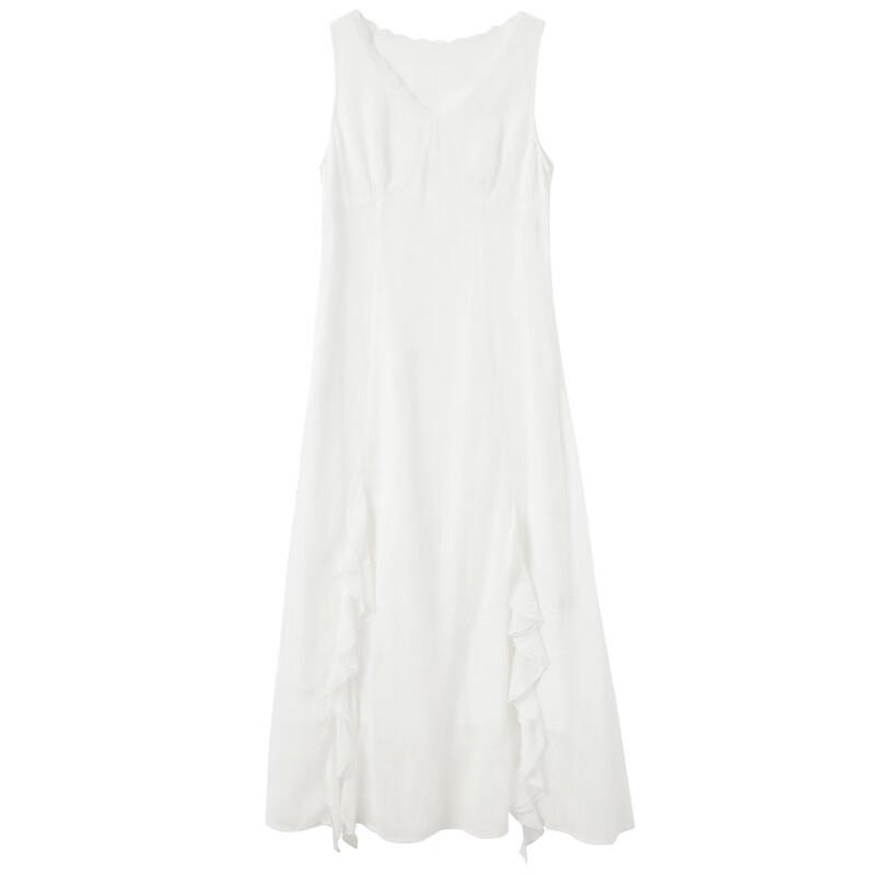 Женское весеннее платье 2025 года жемчужно-белое кружевное с V-образным вырезом, оборками и разрезом, длинное курортное