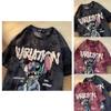 Casual Summer T Shirt With Stitch Pattern Printed Dyeing Cotton Blend For Student Fashion