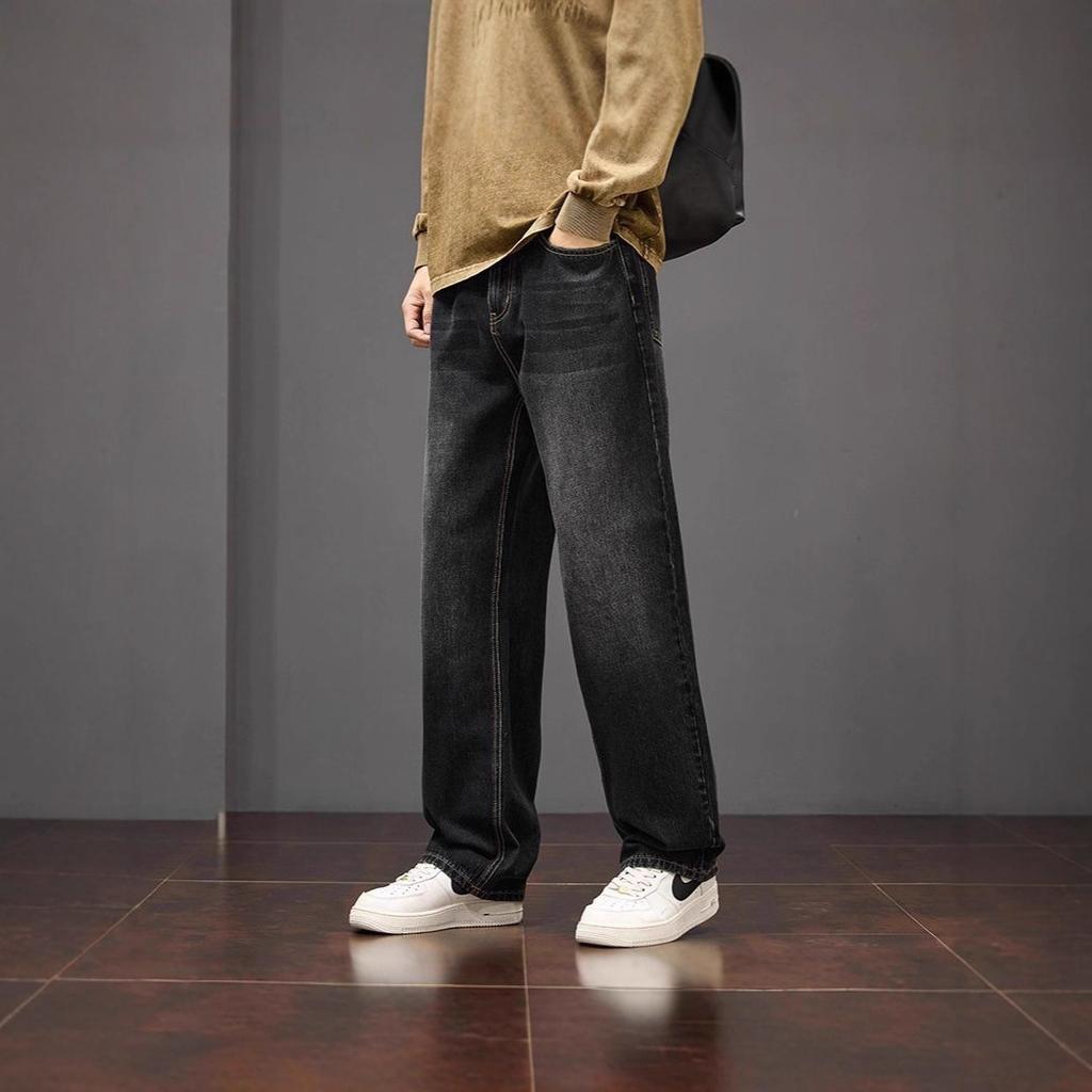 Американские ретро прямые джинсы мужские осенние новые свободные широкие брюки повседневные мужские брюки