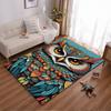 Vibrant Owl Illustration Non-slip rug suitable for living room and bedroom sofas