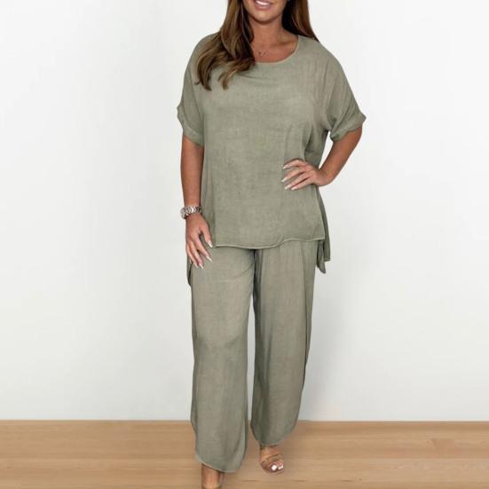 2 шт./компл. футболка длиной до щиколотки, комплект брюк с эластичной резинкой на талии, модные женские брюки больших размеров