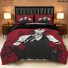 Black Butler Pattern Bedding Quilt Set Quilt Cover Pillowcase Home Birthday Gift(1 * duvet cover + 2 * pillowcase, without core)