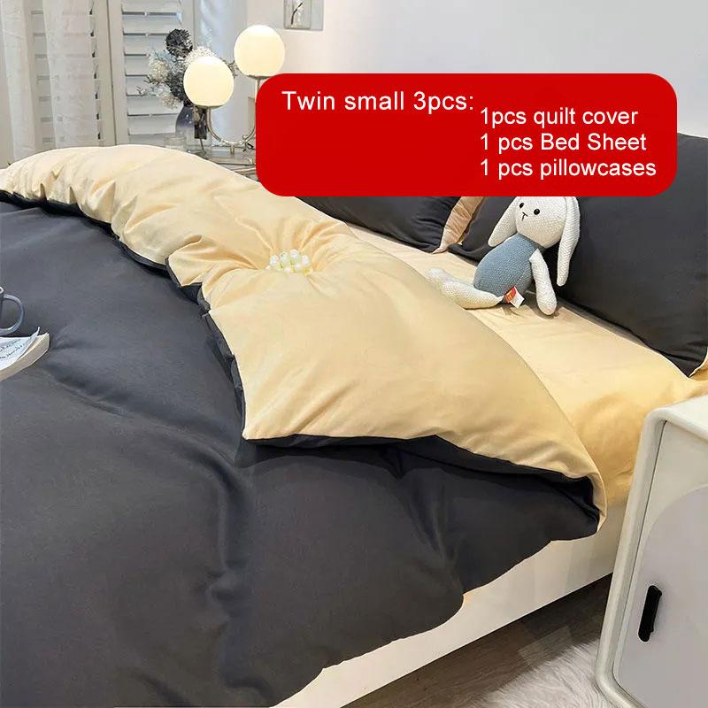 3/4pcs/set Double Solid Color Quilt Cover Four Piece Set Student Dormitory 1.2m Bedding Three Piece Set Double Bed Comfortable Sheet Home Textile