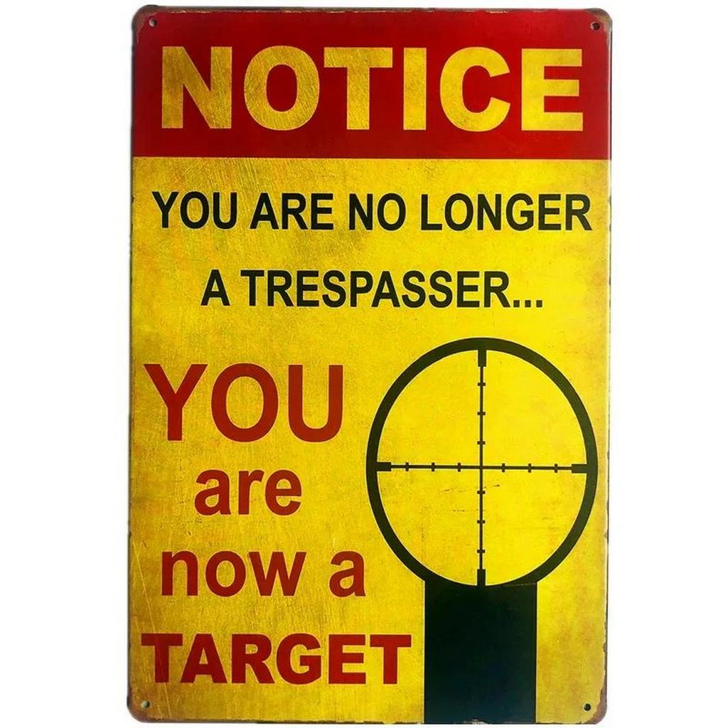 HD Metal Tin Sign Vintage Funny Warning  Restricted Area Wall Decor Retro Gun Zombie Radiation Sign for Home Bar Garage Man Cav