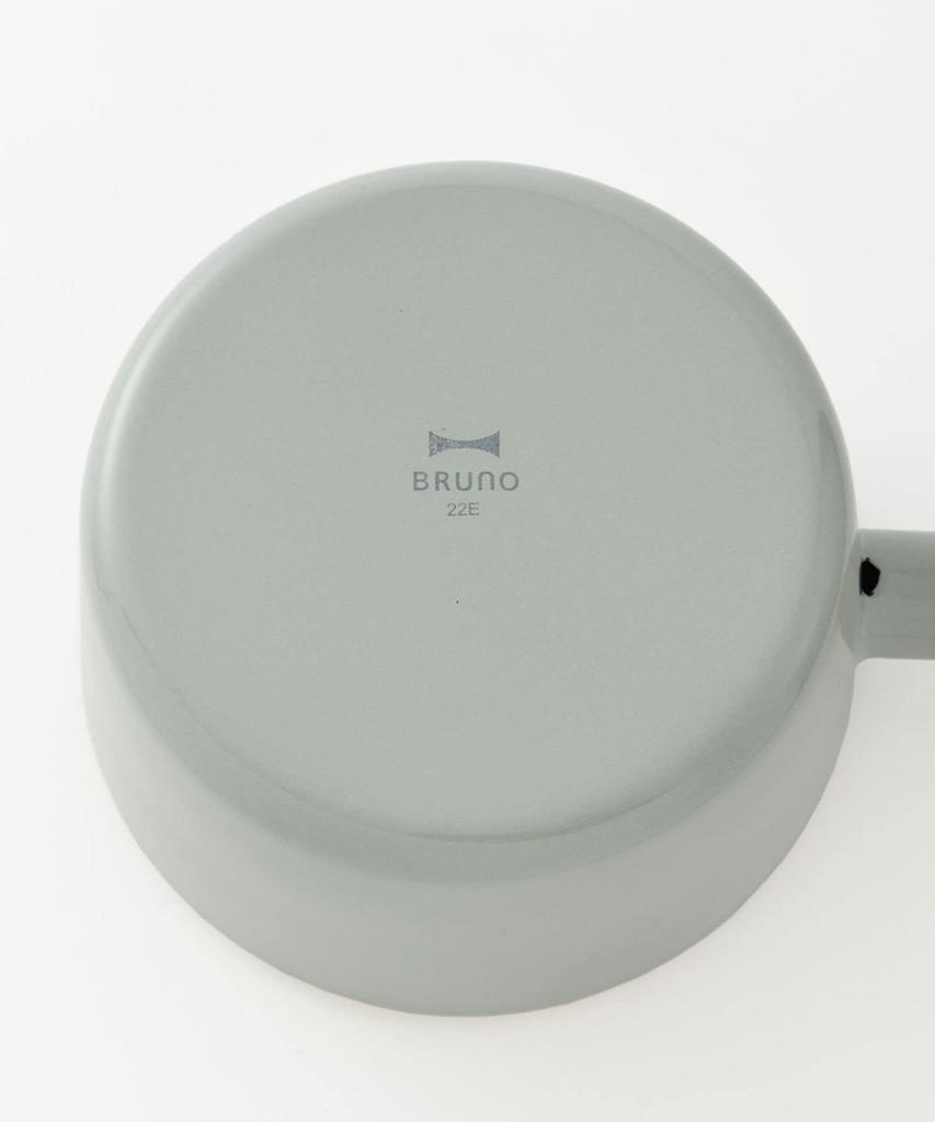 BRUNO Enamel 16cm Saucepan with Lid, Natural Wood Grain, Greige, Compatible with Induction Cooking, Direct Heat, and Gas, Collaboration with Fuji