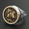 Men's Gold Silver Color Two-tone Punk Ring Heroic Knight Party Hip Pop Jewelry