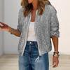 Lady Coat Glittering Sequin Round Neck Zipper Closure Long Sleeves Cardigan Short Type Loose Club Performance