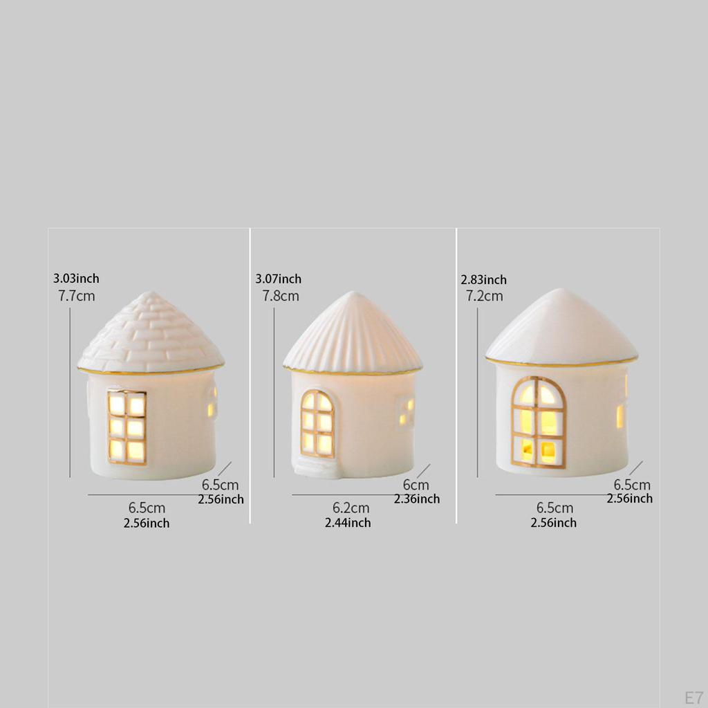 3 шт. Рождественская миниатюрная статуэтка в виде домика, настольный декор, керамическая маленькая фигурка для