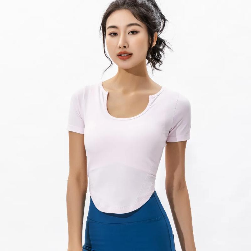 Женский Черный Спортивный Укороченный Топ Квадратный Вырез Короткий Рукав Эластичный Облегающий Топ для Йоги и Тренировок