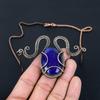 Lab-Created Sapphire Gemstone Pure Copper Wire Wrapped Handmade Necklace Jewelry For Gift