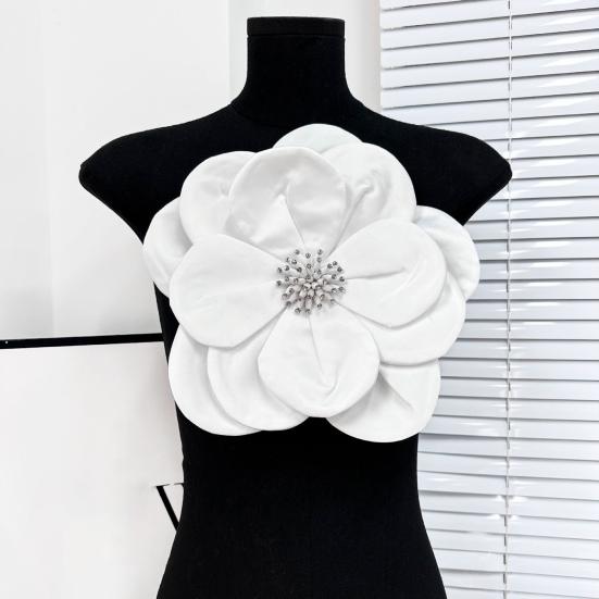 3D Flower Corsage Applique Rhinestone Decor Sweater Dress Blouse Decor DIY Stitching Patch Clothing