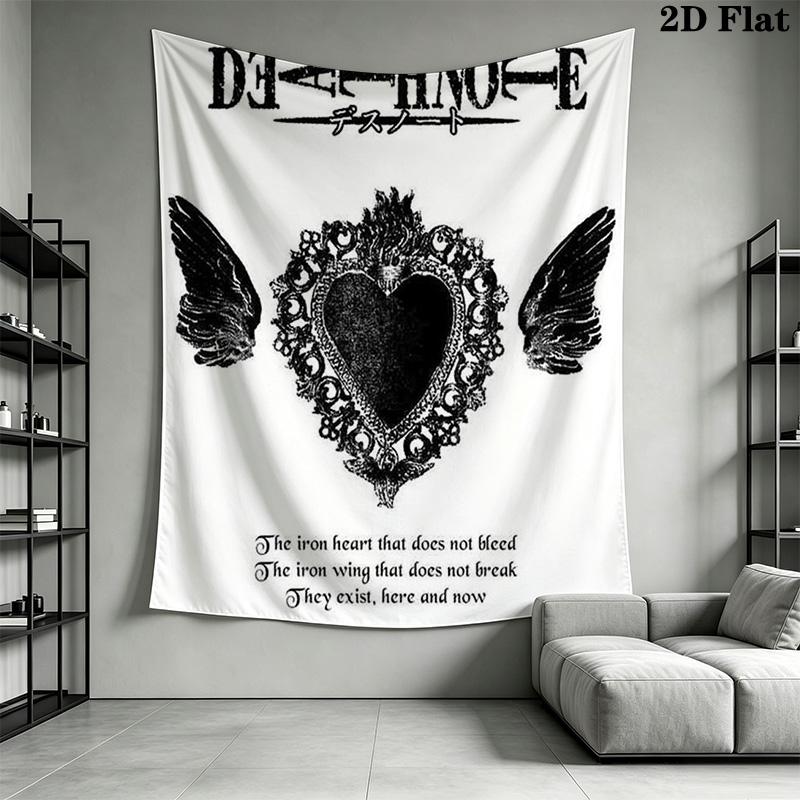 Death Note Iron Heart Wing Tapestry Background Cloth Fashion Print Christmas Gift Soft Wall Decoration