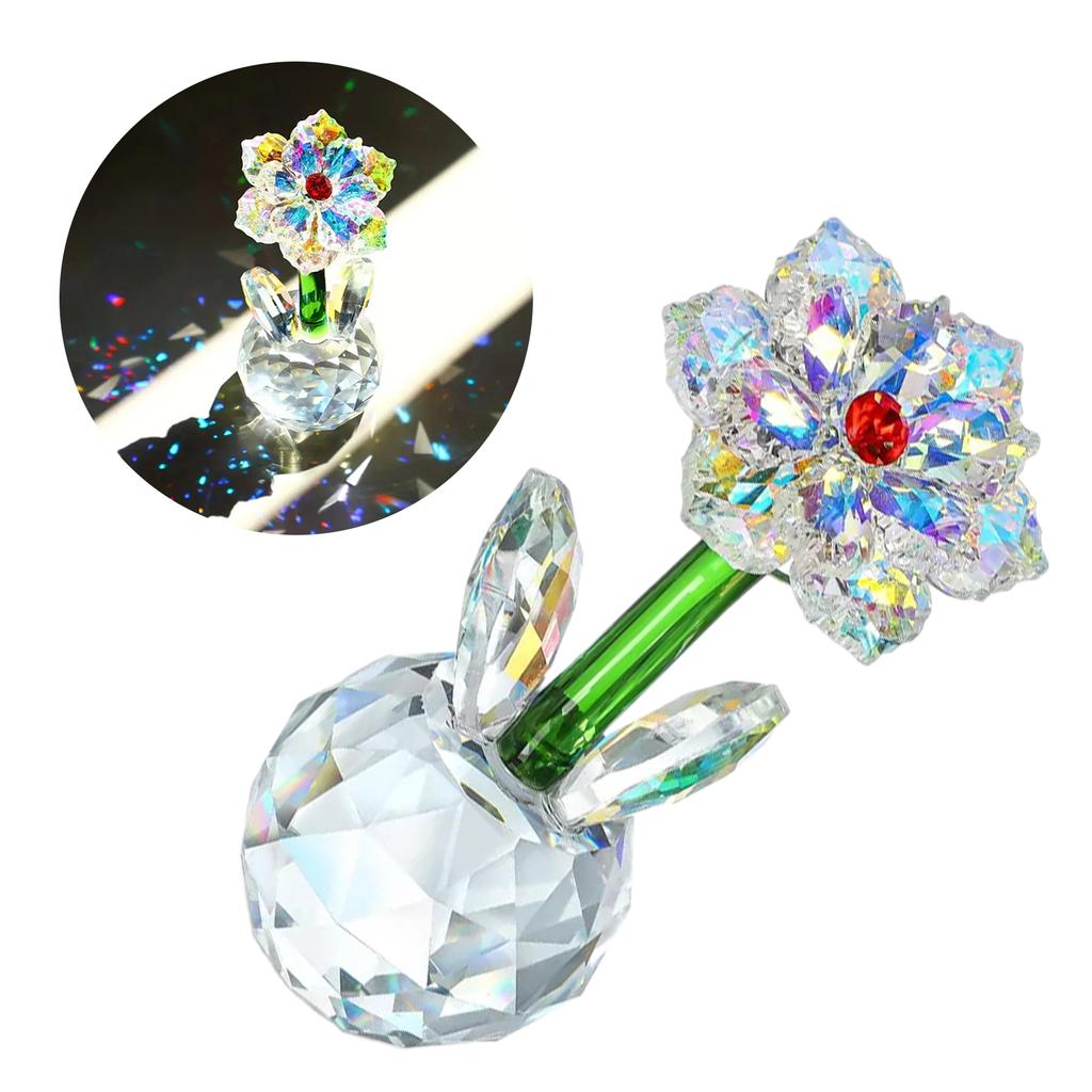 Sunflowers Crystal Figurine Glass Dream Flower Collectible Ornament for Table Centerpieces Decors Valentines Day Present