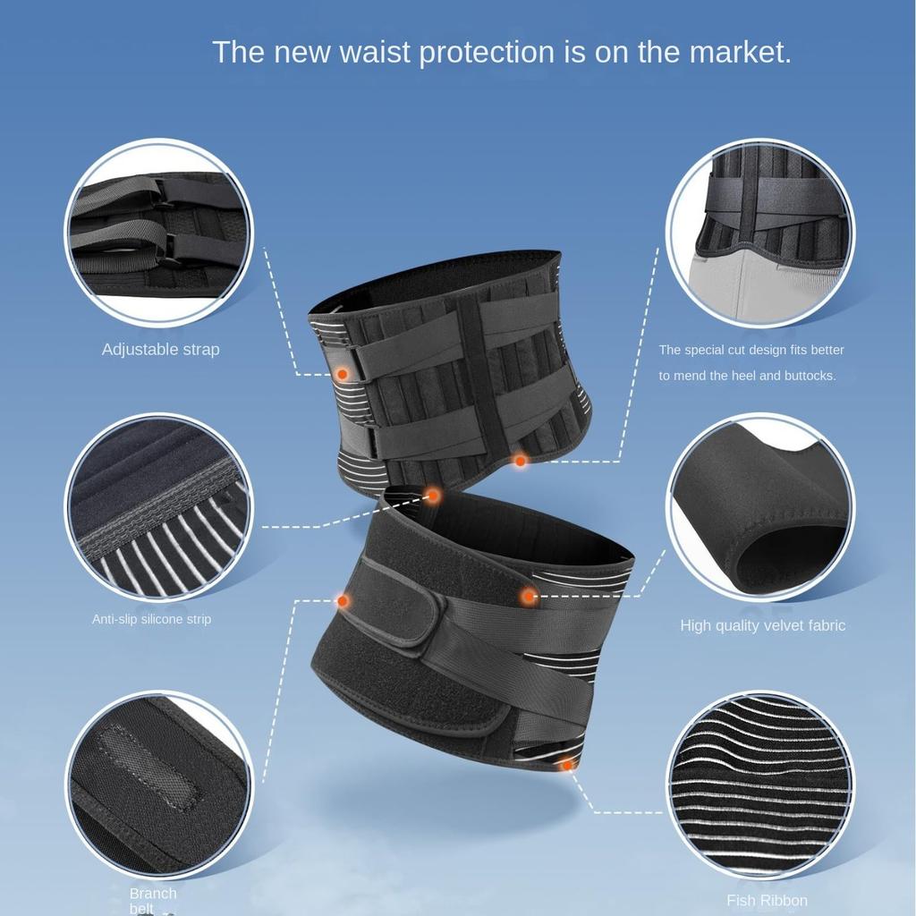Unisex Back Brace with 6 Stays Working Safety Breathable Lumbar Back Belt Anti-skid Lumbar Support Lumbar Back Braces
