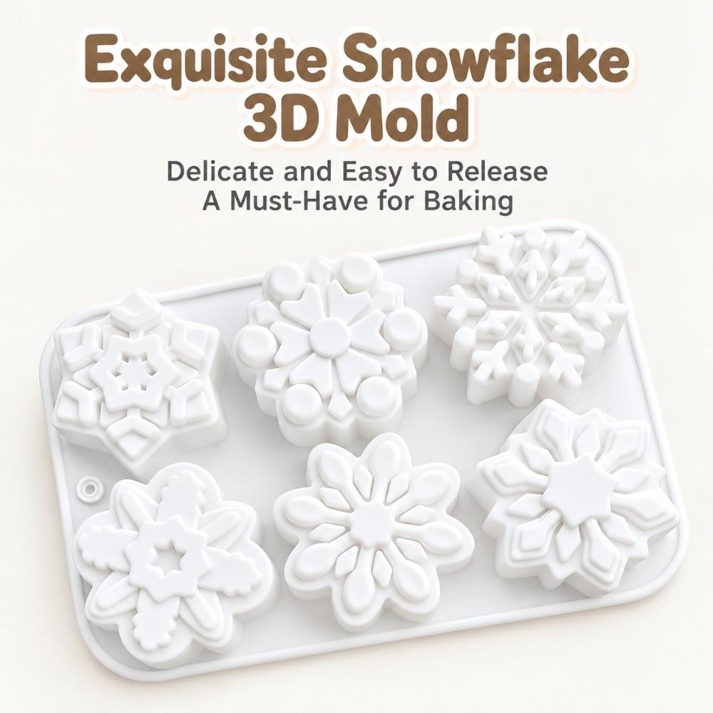 Non-Stick Christmas Snowflakes Mold Heat-Resistant Mousse Cake Mold for Dessert Baking