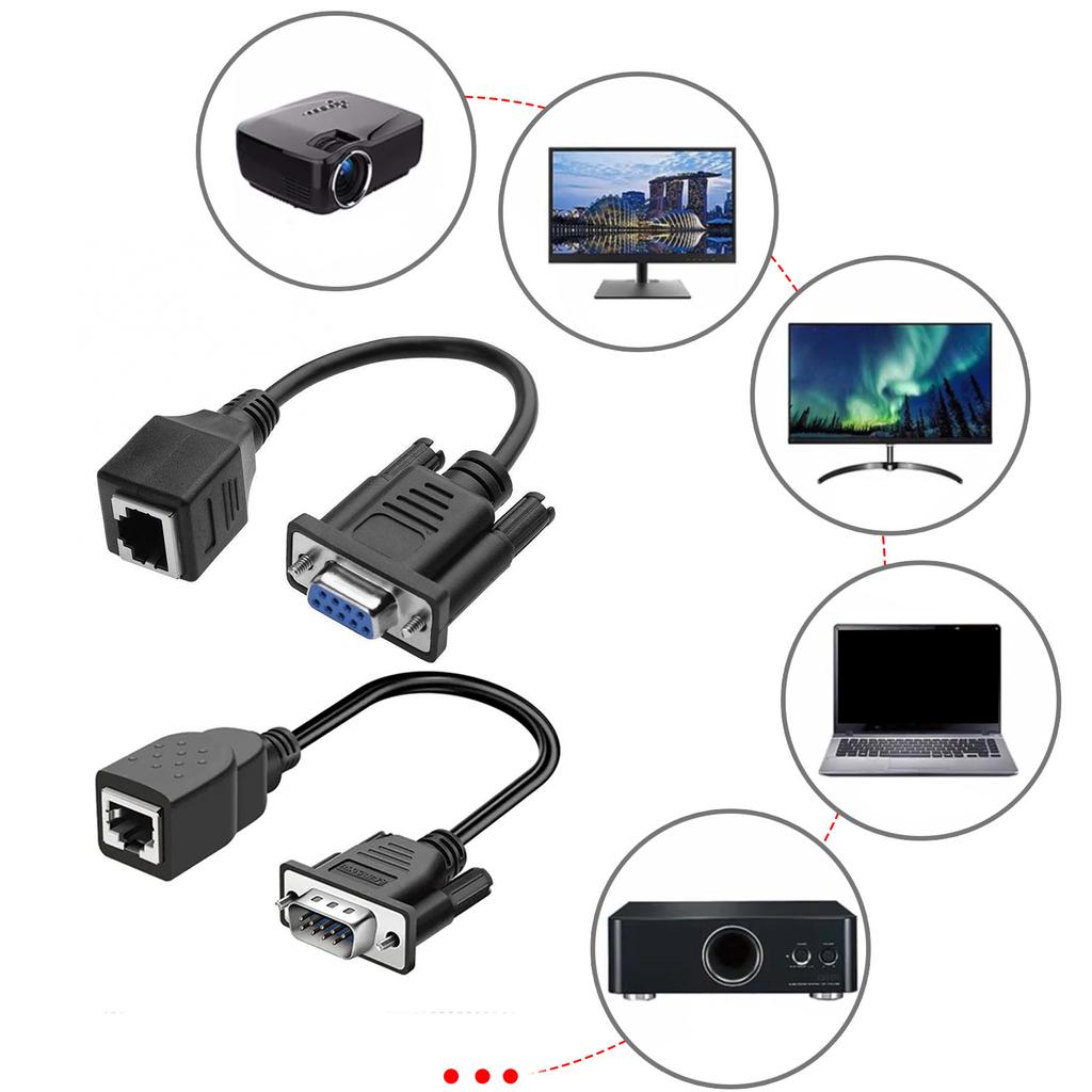 Гибкий 9-контактный последовательный порт DB9, кабель «мама/папа» — RJ45. Кабель-адаптер DB9 — RJ45. Легко подключайте различные устройства.