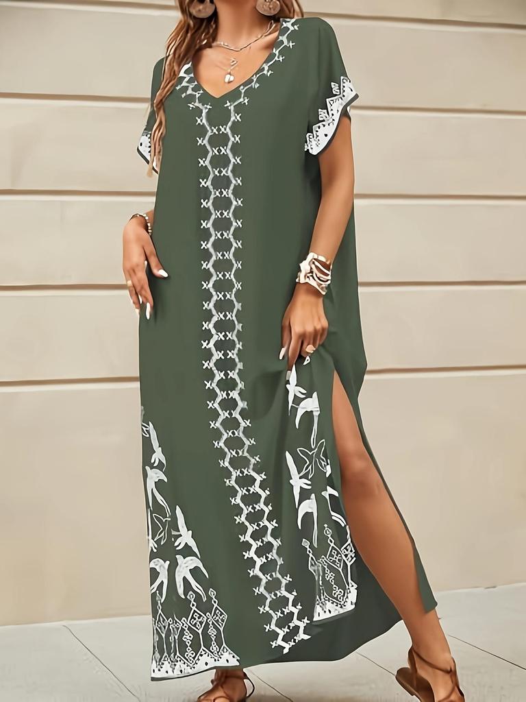 2025 Ethnic Beach Vacation Short-Sleeve Arabic Robe Dress