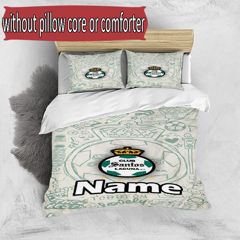 3pcs Duvet Cover Set (1*Duvet Cover + 2*Pillowcase, Without Core), Custom Name Club Santos Laguna Pattern Bedding Set, Home Bedroom Decor Gift
