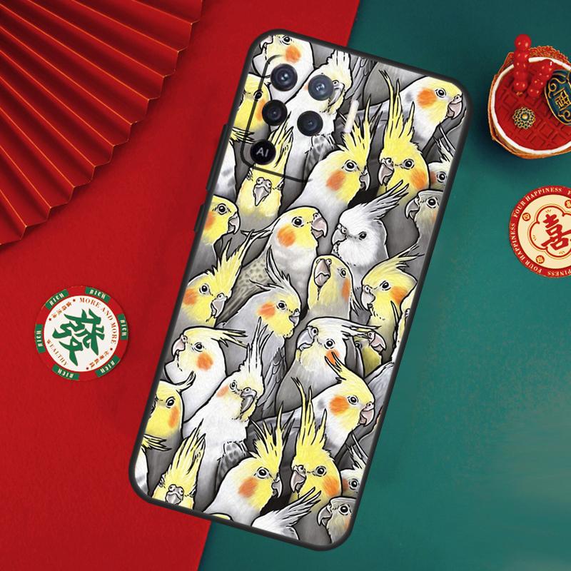 Cartoon Cockatiel Collage Case For Oppo A15 A17 A57 A6 A5 Pro A54 A74 A94 A16 A76 A96 A40 A60 A80 A18 A38 A58 A78 A98