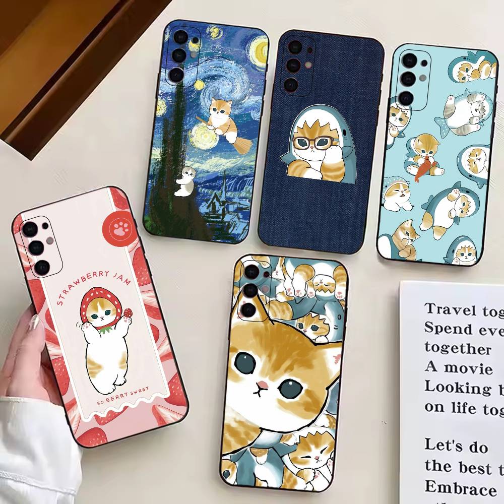M-Mofusand Кот Милый Мультяшный Чехол Для Телефона Для Samsung S25,S24,S21,S22,S23,S30,Ultra,S20,Plus,Fe,Мягкий Силиконовый Черный Чехол
