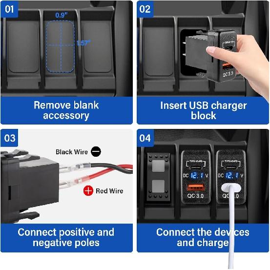 Для Toyota Dual USB C Port PD Quick Charge 3.0 Автомобильное зарядное устройство с цифровым синим светодиодным вольтметром для Toyota Tundra 2005-2006 4Runner 2003-2009