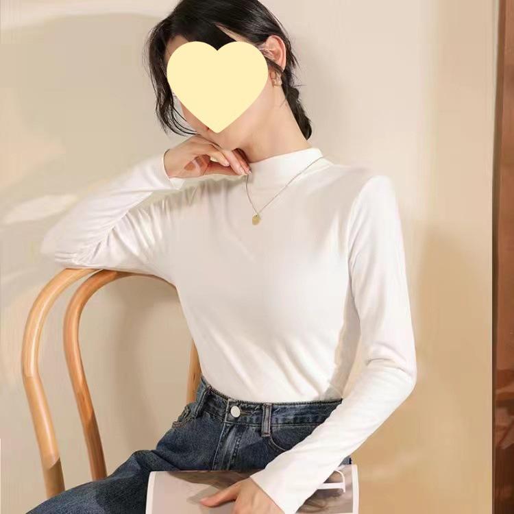 Женский облегающий топ с длинным рукавом и воротником-стойкой