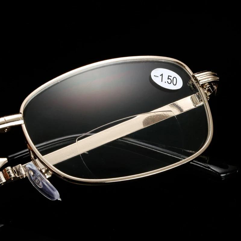 Foldable Rectangle Photochromic Nearsighted Glasses Fashion Men Anti Blue Light Outdoor Color Changing Minus Sunglasses with Box