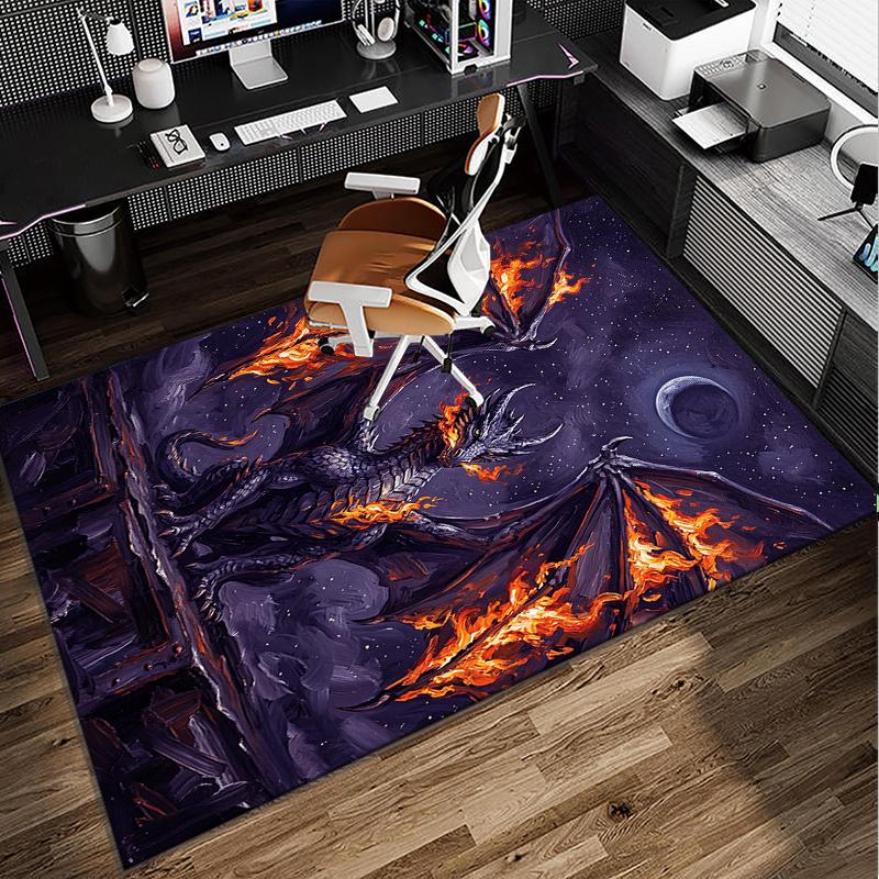 Blue Dragon Holding Stars Office Rug Chair Mat, Entryway Carpet, Suitable for Front Door, Bedroom, Living Room, Desk, Holiday Gift