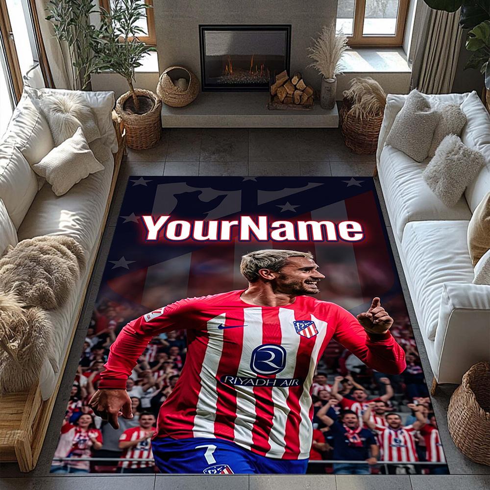Atletico Madrid Personalized Name Floor Rug Office Rug Suitable for Study room Foyer Entryway Hallway Anti-slip Rug Decorate Offices