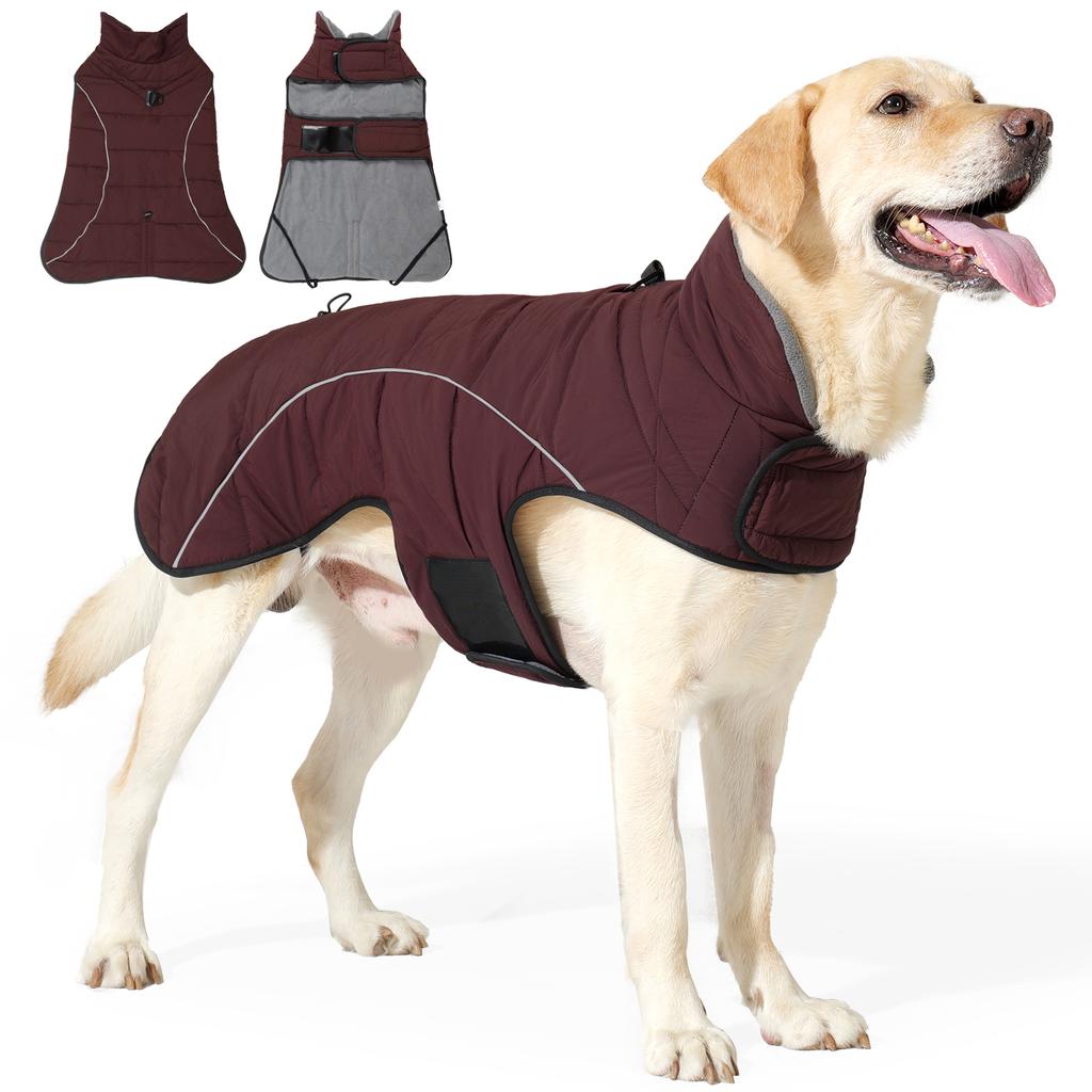 Dog Coat, Waterproof Winter Jacket,Warm Windproof Jacket, Reflective Adjustable Turtleneck Coats for Dogs with Hook & Loop