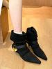 Модные женские ботильоны, осенние туфли на высоком каблуке с острым носком, женские ботинки челси, туфли-лодочки для платья, замшевая кожа, Mujer Zapatillas