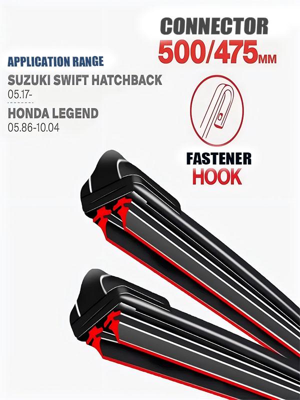 Hook Wiper Blades 500/475mm (20"+19") for Suzuki Swift & Honda Legend/Acura RL