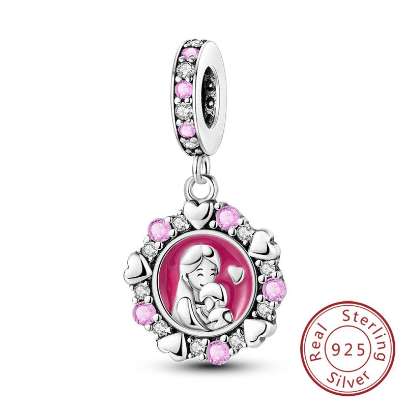 Оригинальный медный шарм-бусина ко Дню матери, шарм-подвеска в виде сердца любви и семьи, подходит для браслета, женские ювелирные изделия, подарки