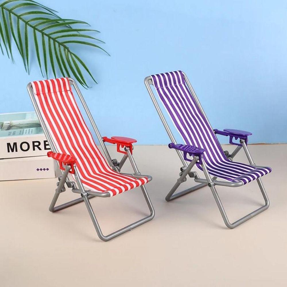 Mini Foldable Beach Chair Model 12*11*19.5cm Dolls House Furniture Decoration Outdoor Dollhouse