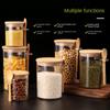 Стеклянные банки для хранения 200/550/700 мл с бамбуковыми крышками и ложками Герметичные контейнеры для еды для чая, кофе, сахара, специй Банки для кухни Герметичная банка