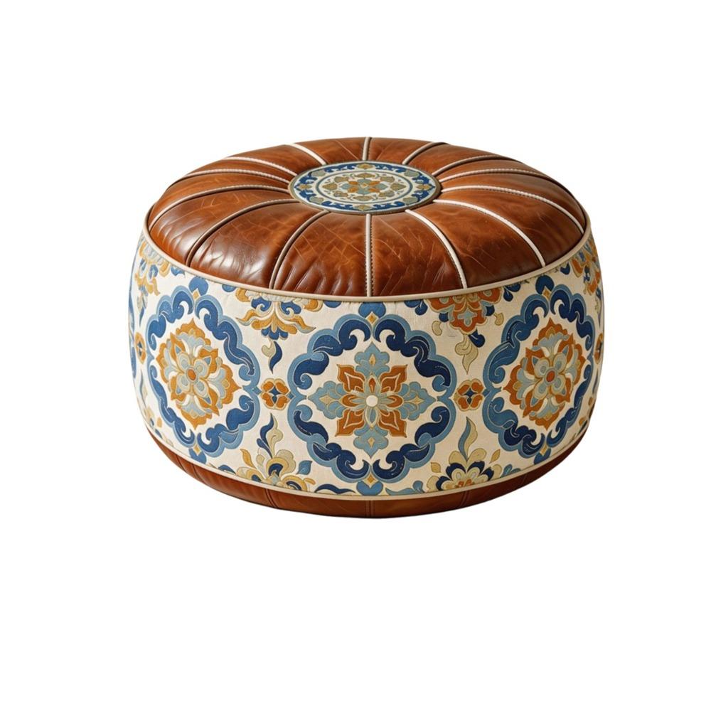 Unstuffed Round Footstool Cover Fillable Design Sofa Stool Cover Leisure